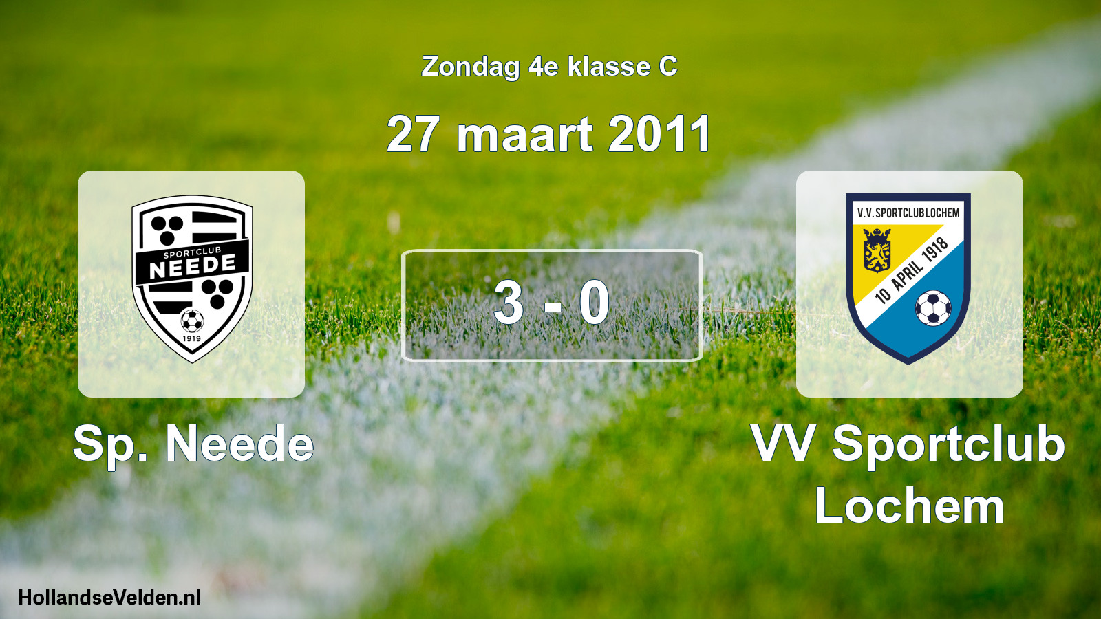 Total number of matches played: Sp. Neede - VV Sportclub Lochem 3 - 0 (27 March 2011)