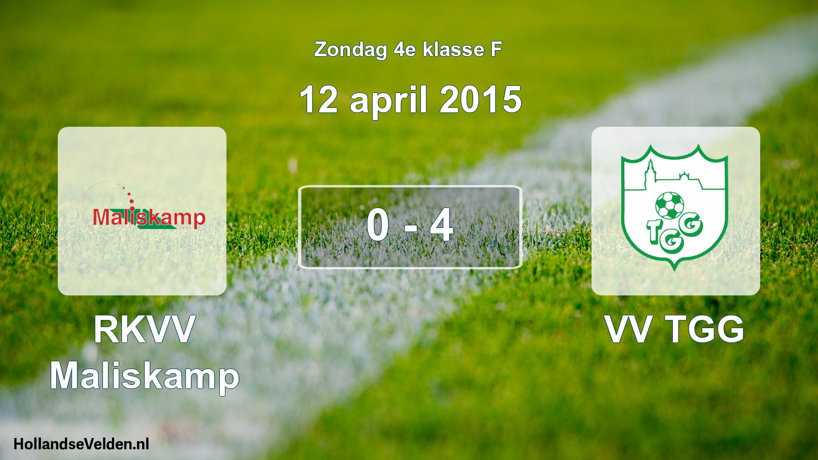 Total number of matches played: RKVV Maliskamp - VV TGG 0 - 4 (12 April 2015)