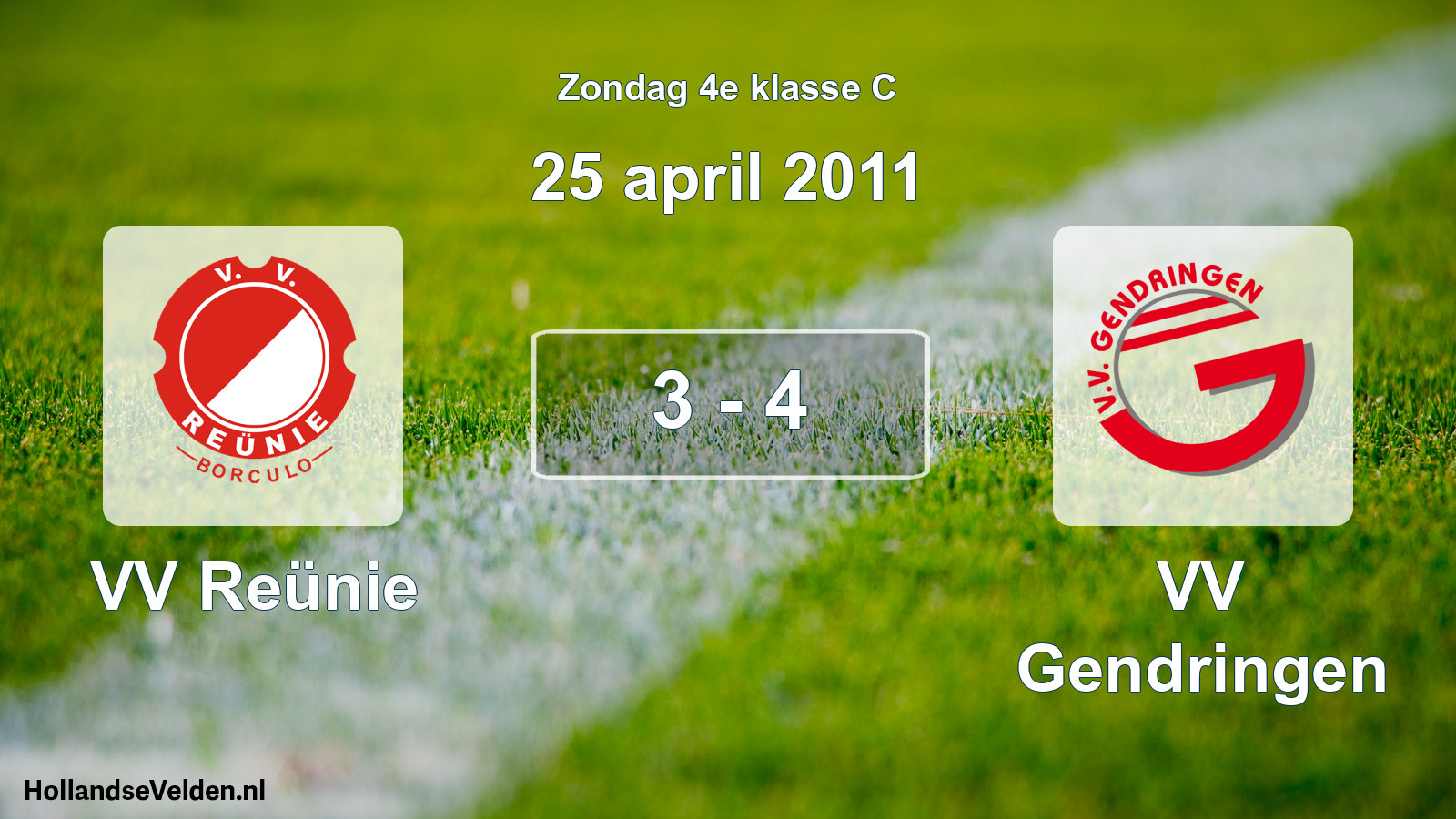 Total number of matches played: VV Reünie - VV Gendringen 3 - 4 (25 April 2011)
