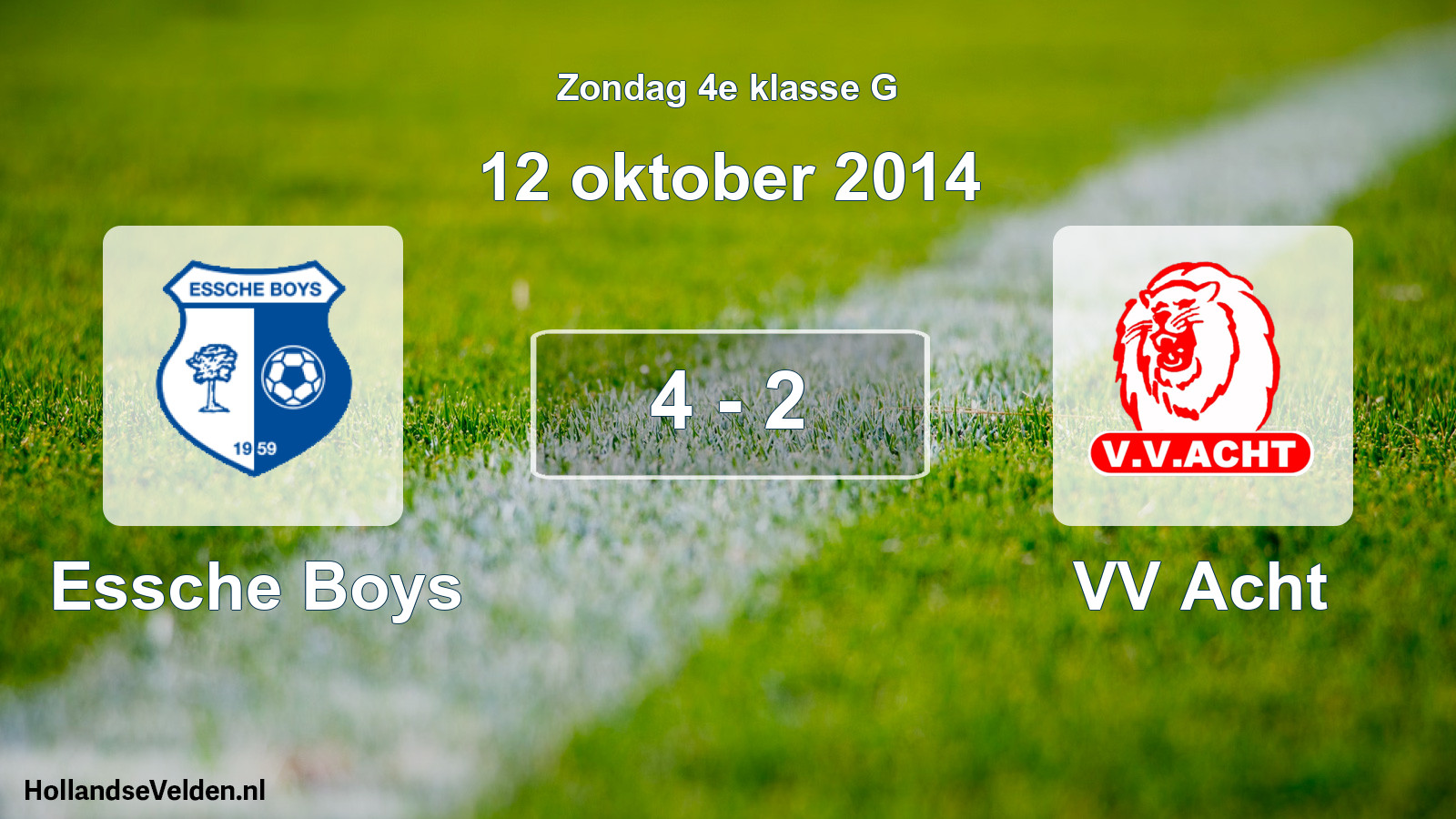 Total number of matches played: Essche Boys - VV Acht 4 - 2 (12 October 2014)