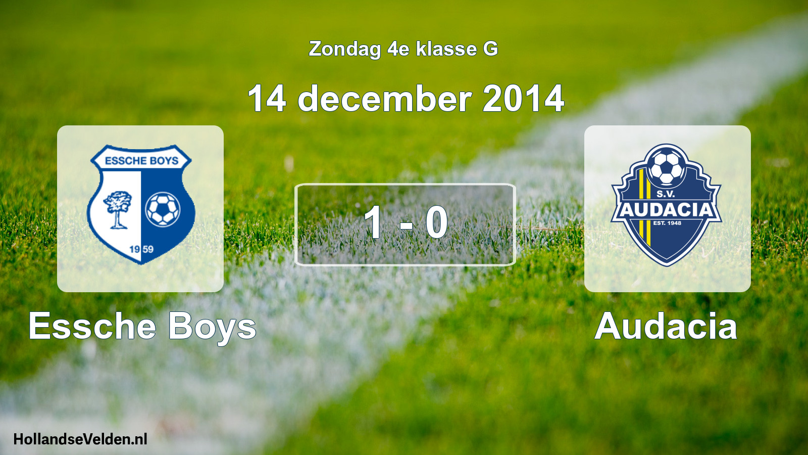 Total number of matches played: Essche Boys - Audacia 1 - 0 (14 December 2014)