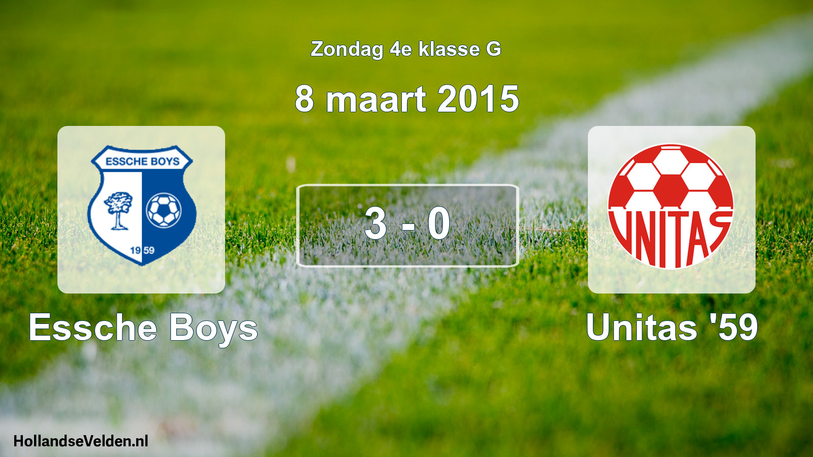 Total number of matches played: Essche Boys - Unitas '59 3 - 0 (8 March 2015)