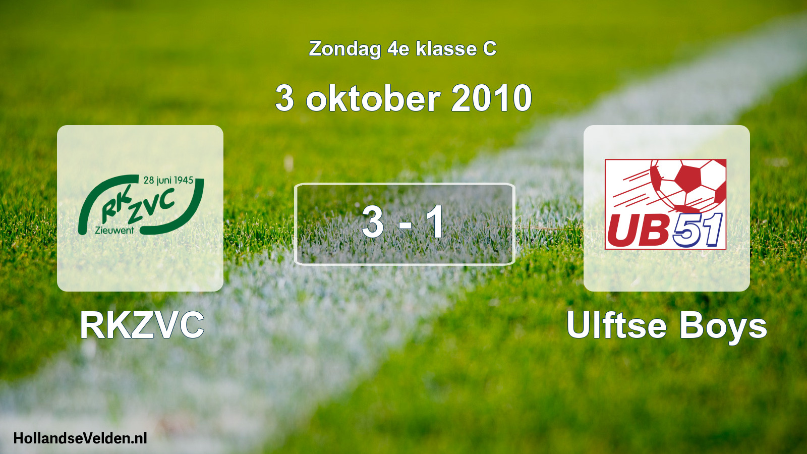 Total number of matches played: RKZVC - Ulftse Boys 3 - 1 (3 October 2010)