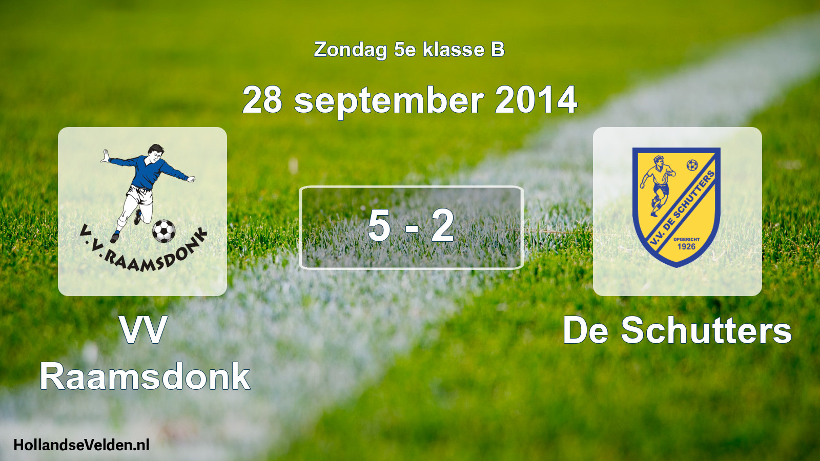 Total number of matches played: VV Raamsdonk - De Schutters 5 - 2 (28 September 2014)