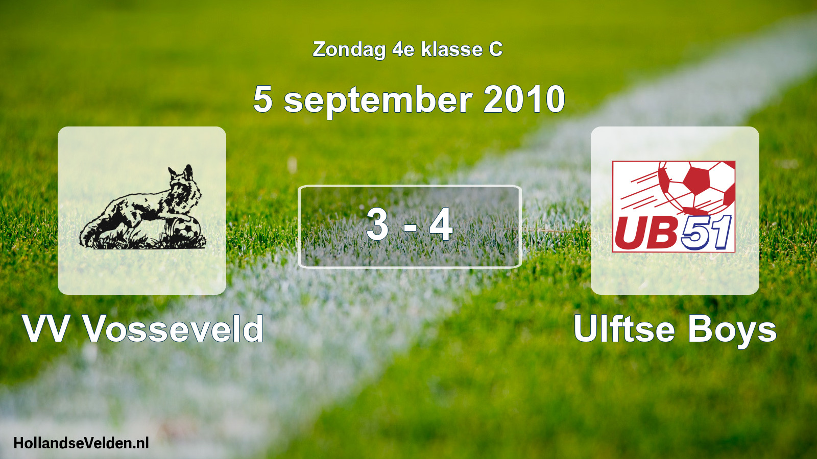 Total number of matches played: VV Vosseveld - Ulftse Boys 3 - 4 (5 September 2010)