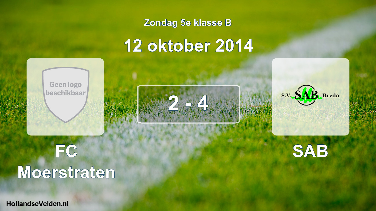 Total number of matches played: FC Moerstraten - SAB 2 - 4 (12 October 2014)