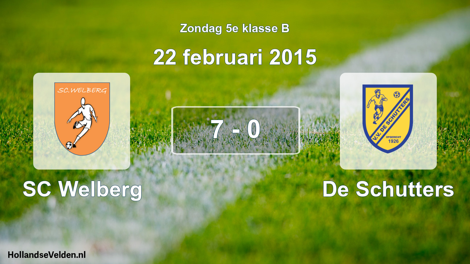 Total number of matches played: SC Welberg - De Schutters 7 - 0 (22 February 2015)