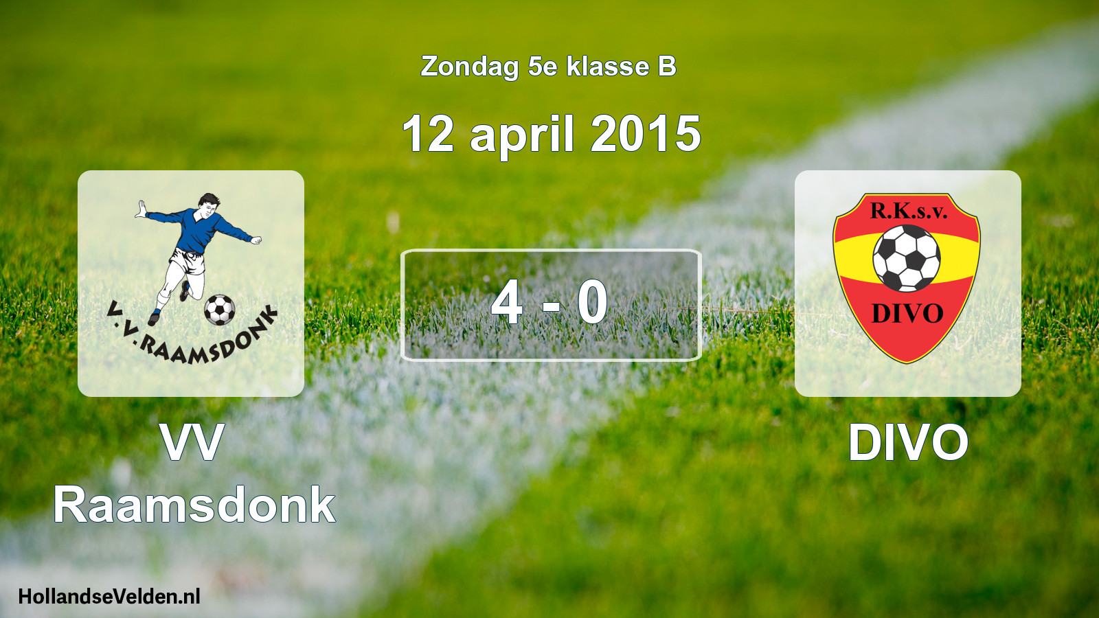 Total number of matches played: VV Raamsdonk - DIVO 4 - 0 (12 April 2015)