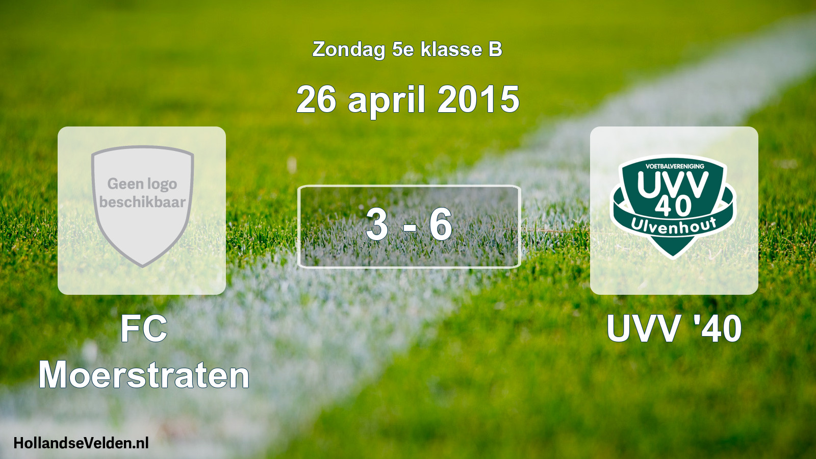 Total number of matches played: FC Moerstraten - UVV '40 3 - 6 (26 April 2015)