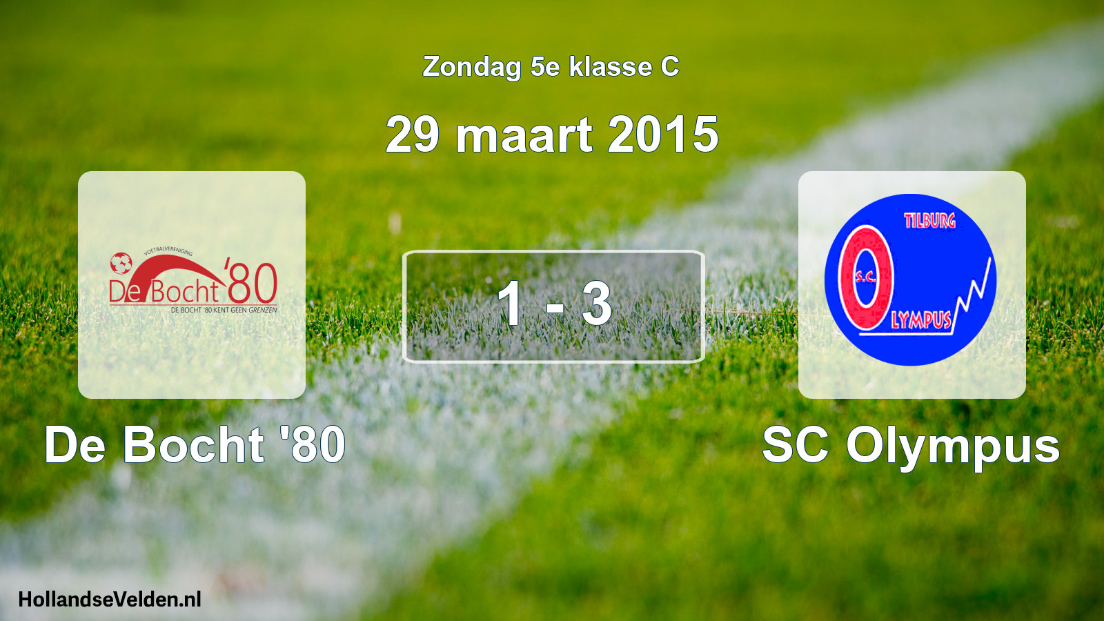 Total number of matches played: De Bocht '80 - SC Olympus 1 - 3 (29 March 2015)