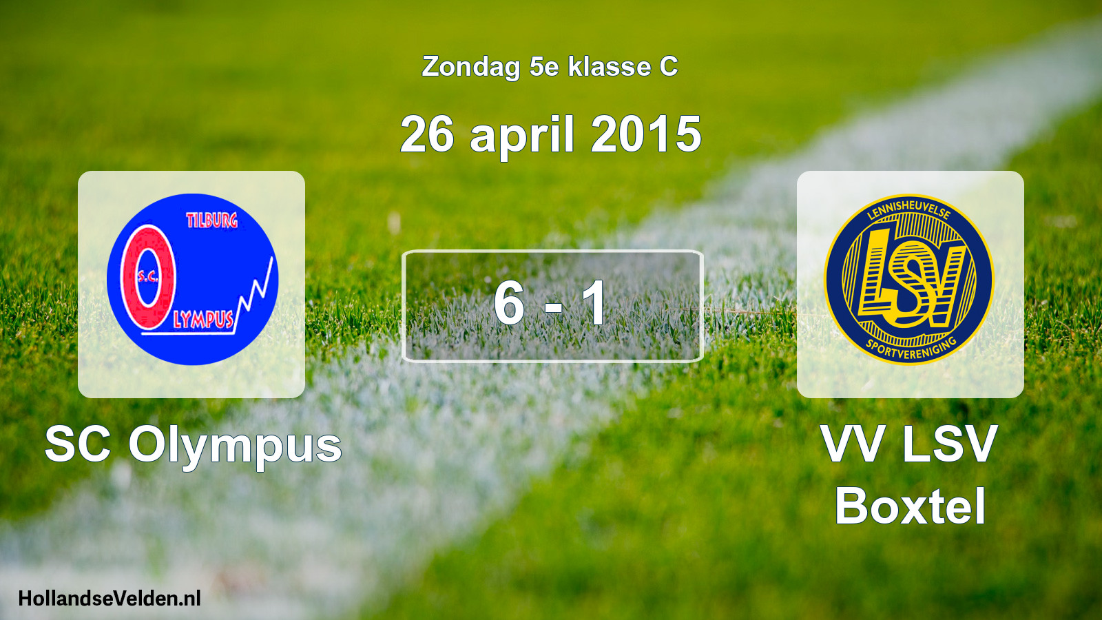 Total number of matches played: SC Olympus - VV LSV Boxtel 6 - 1 (26 April 2015)