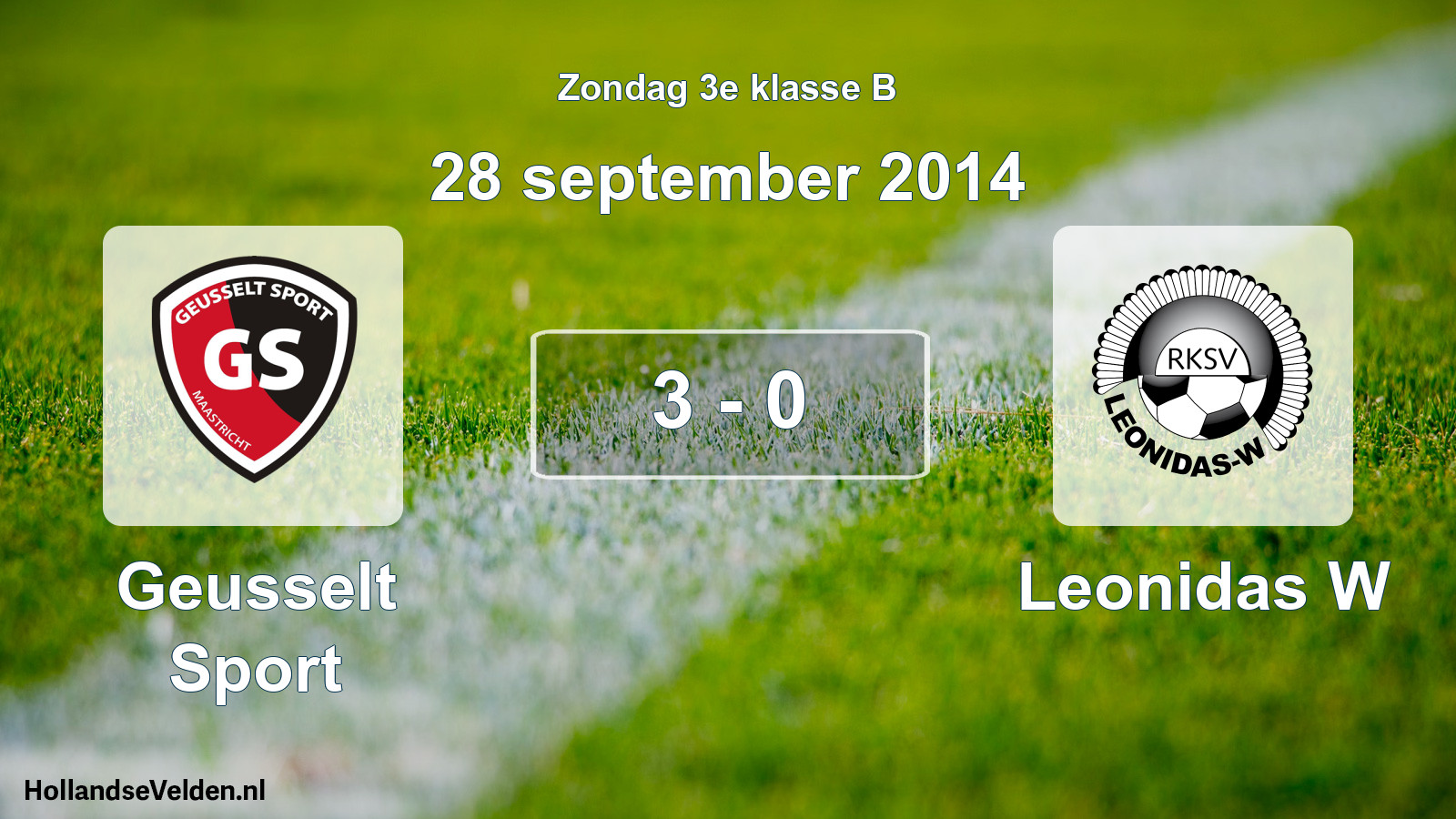 Total number of matches played: Geusselt Sport - Leonidas W 3 - 0 (28 September 2014)