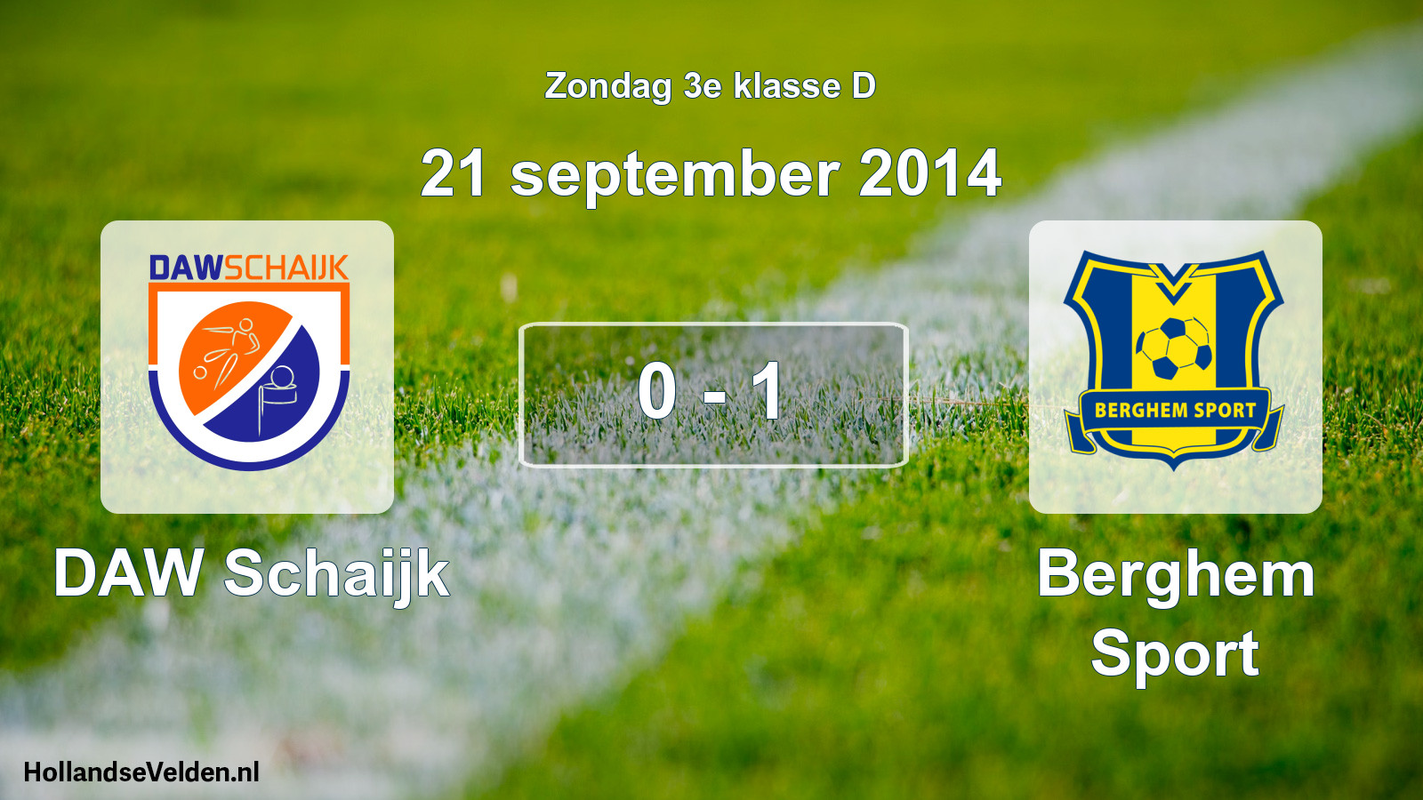Total number of matches played: DAW Schaijk - Berghem Sport 0 - 1 (21 September 2014)
