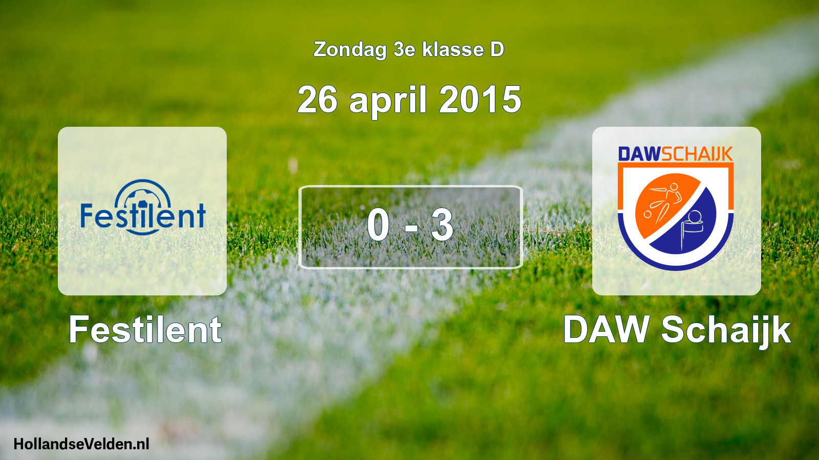 Total number of matches played: Festilent - DAW Schaijk 0 - 3 (26 April 2015)