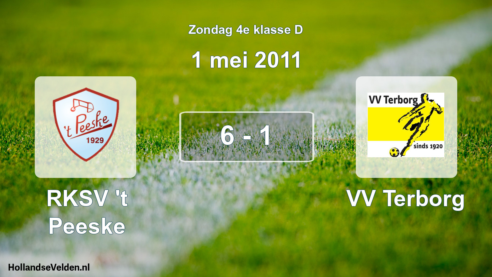 Total number of matches played: RKSV 't Peeske - VV Terborg 6 - 1 (1 May 2011)