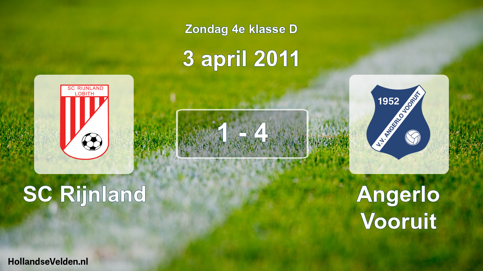 Total number of matches played: SC Rijnland - Angerlo Vooruit 1 - 4 (3 April 2011)