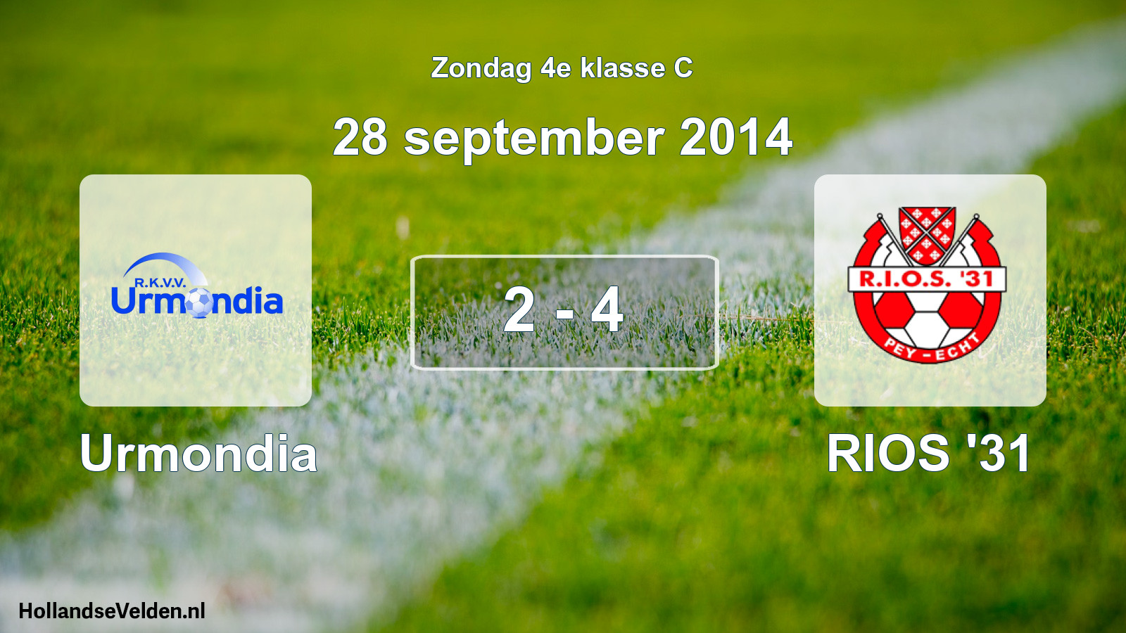 Total number of matches played: Urmondia - RIOS '31 2 - 4 (28 September 2014)