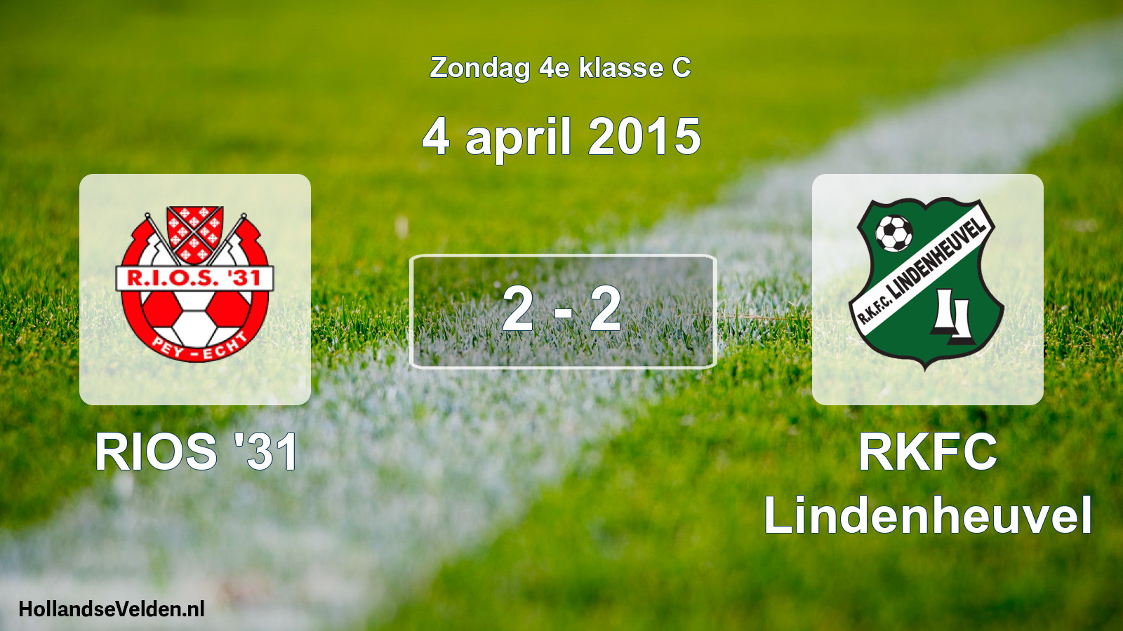 Total number of matches played: RIOS '31 - RKFC Lindenheuvel 2 - 2 (4 April 2015)