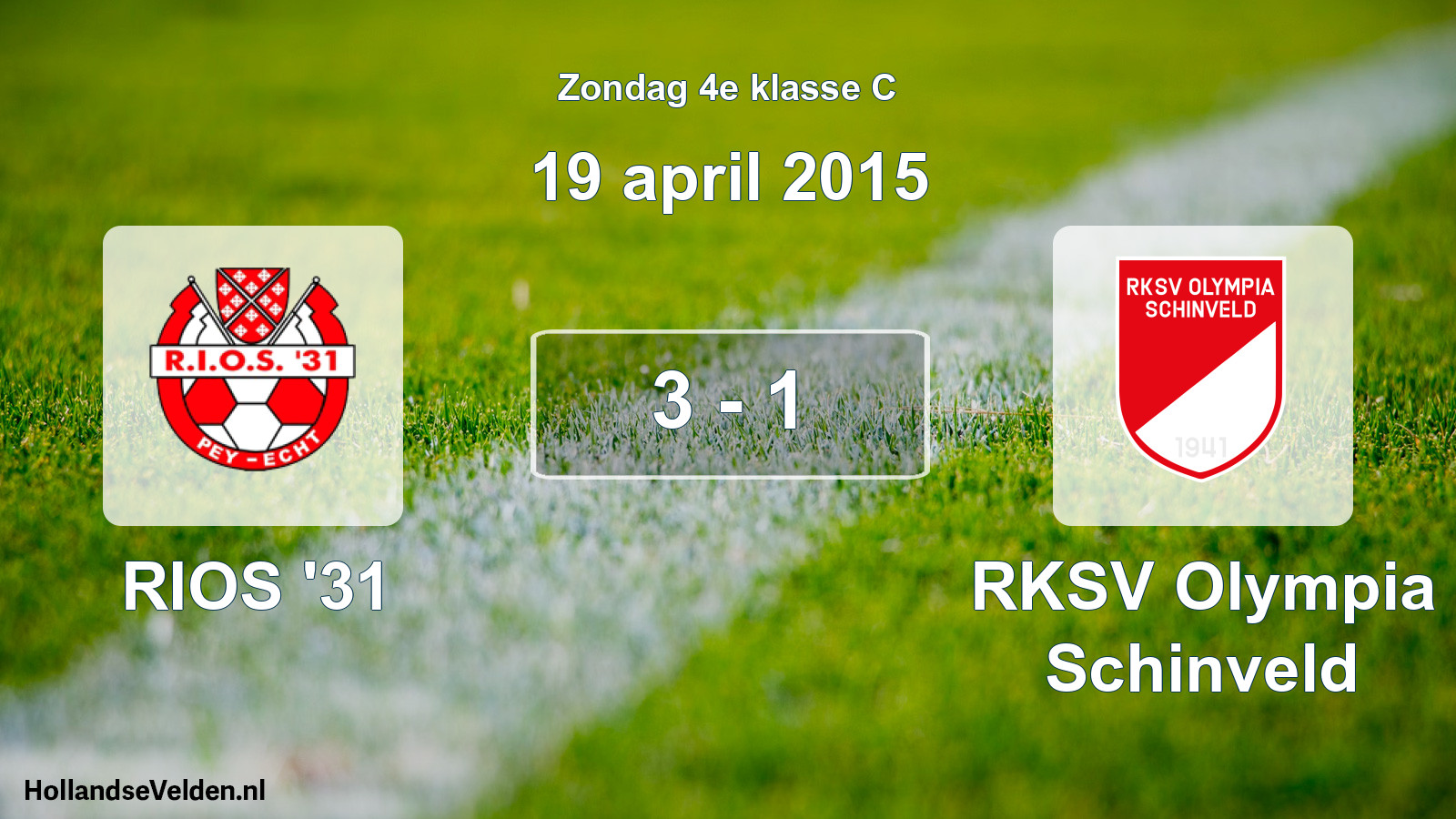 Total number of matches played: RIOS '31 - RKSV Olympia Schinveld 3 - 1 (19 April 2015)