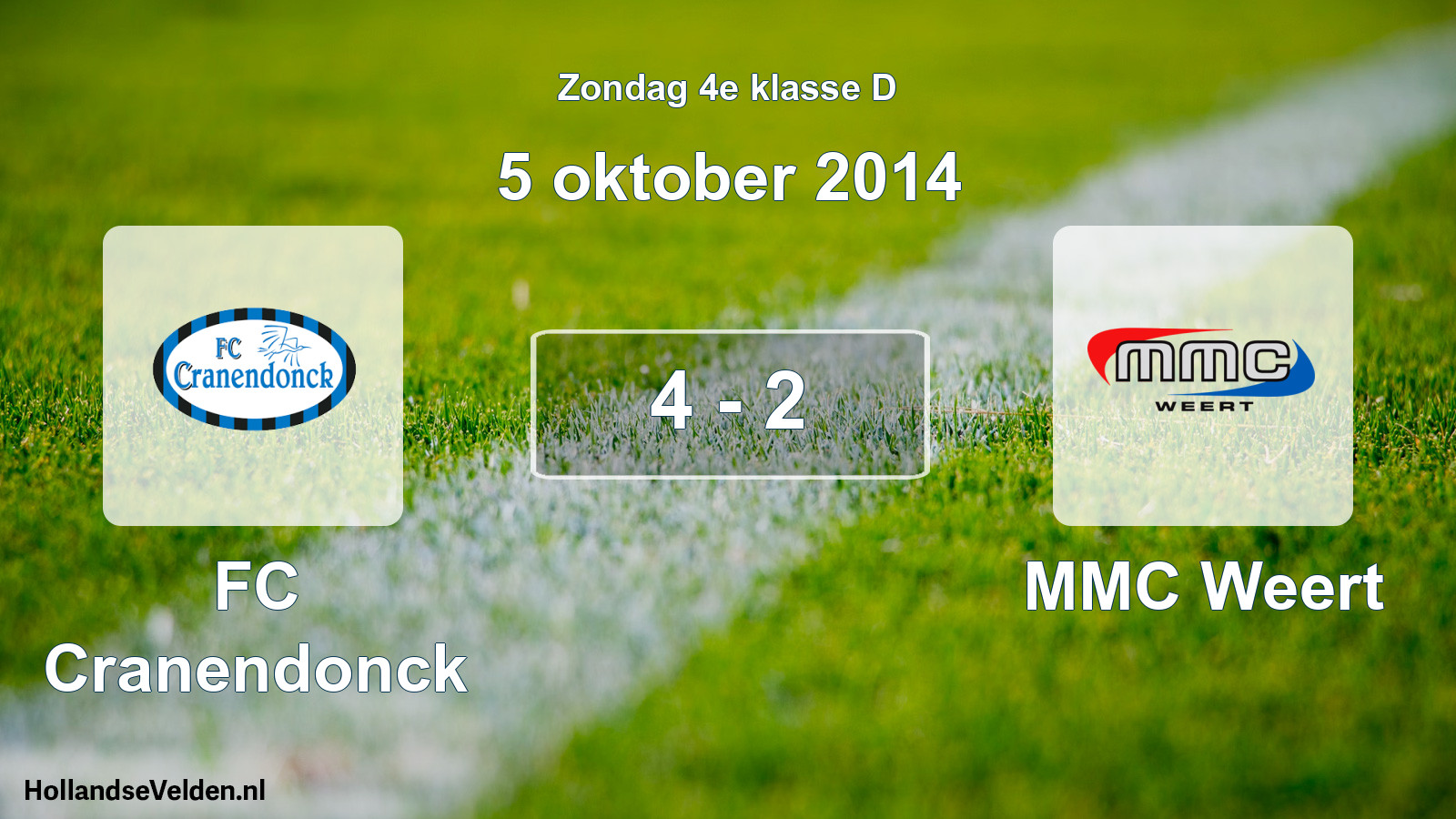 Total number of matches played: FC Cranendonck - MMC Weert 4 - 2 (5 October 2014)