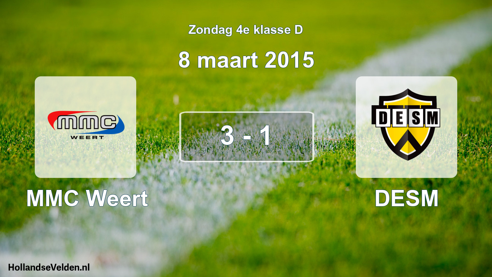 Total number of matches played: MMC Weert - DESM 3 - 1 (8 March 2015)