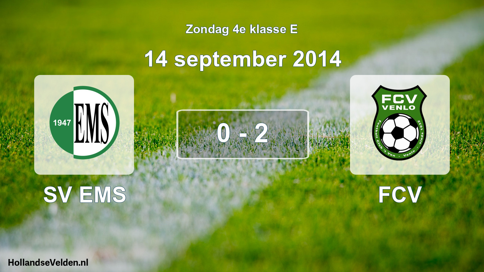 Total number of matches played: SV EMS - FCV 0 - 2 (14 September 2014)