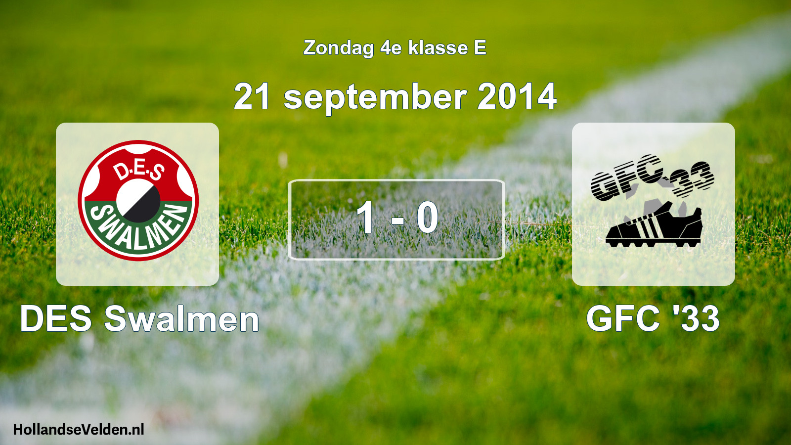 Total number of matches played: DES Swalmen - GFC '33 1 - 0 (21 September 2014)