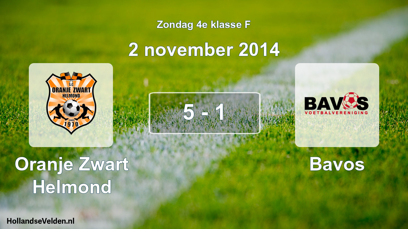 Total number of matches played: Oranje Zwart Helmond - Bavos 5 - 1 (2 November 2014)