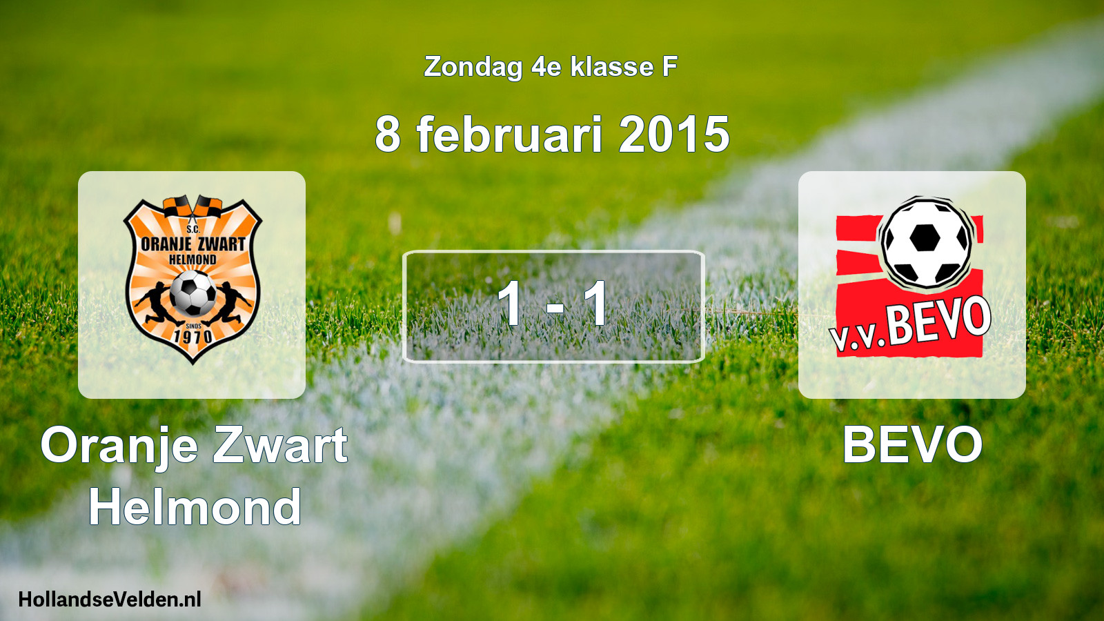 Total number of matches played: Oranje Zwart Helmond - BEVO 1 - 1 (8 February 2015)
