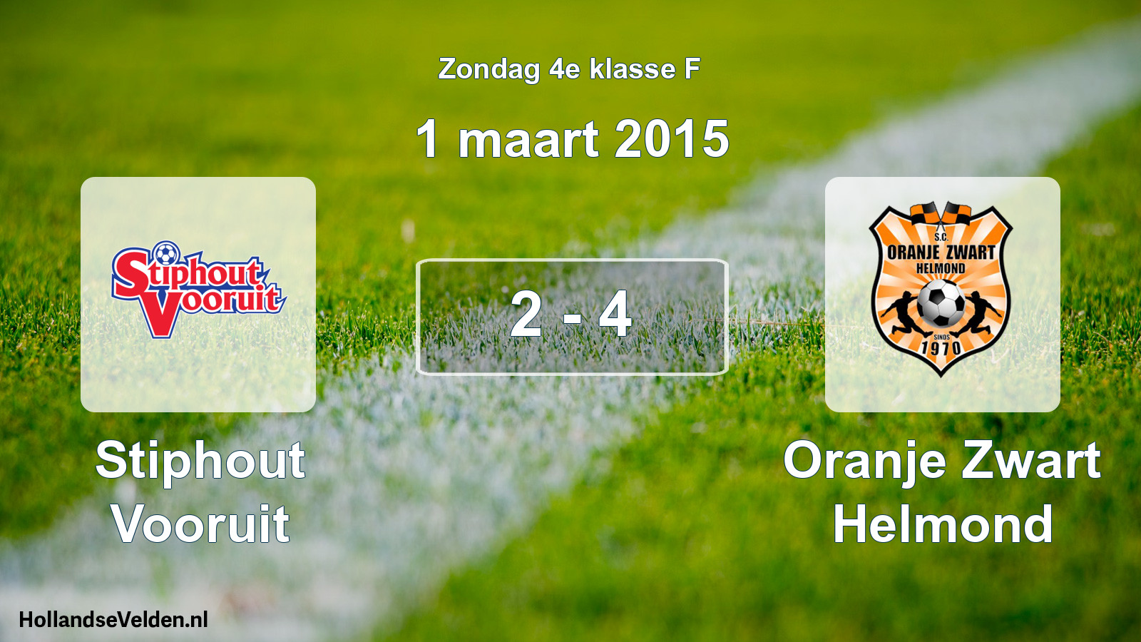 Total number of matches played: Stiphout Vooruit - Oranje Zwart Helmond 2 - 4 (1 March 2015)