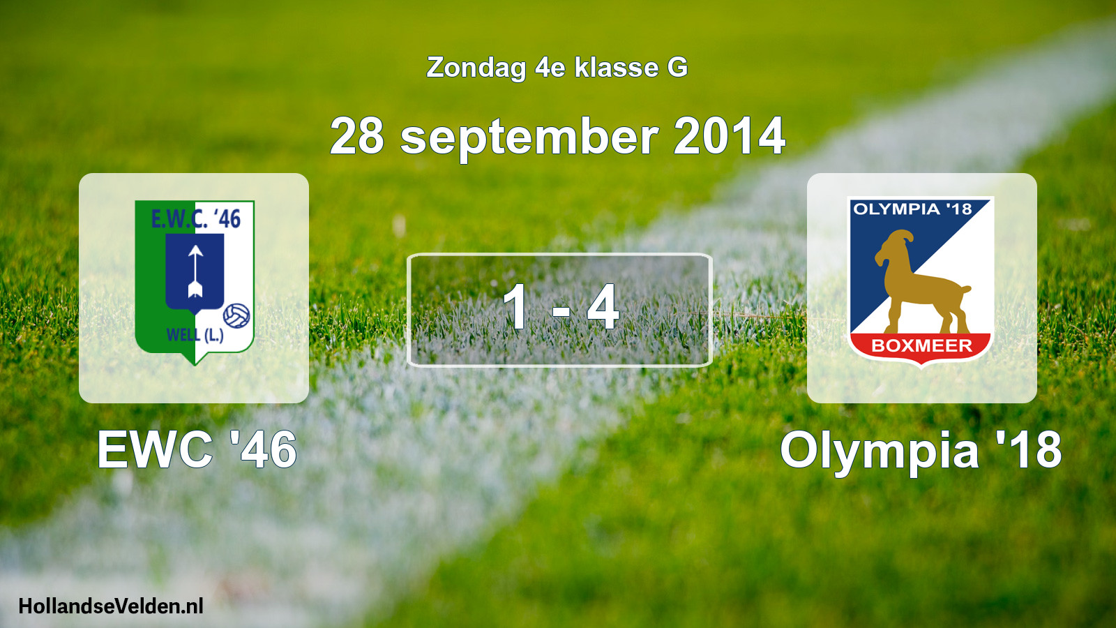Total number of matches played: EWC '46 - Olympia '18 1 - 4 (28 September 2014)