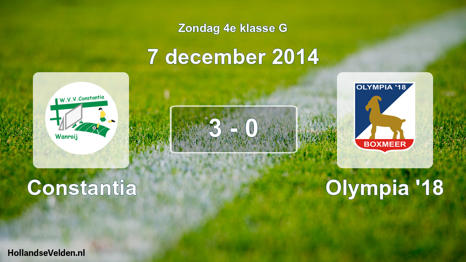 Total number of matches played: Constantia - Olympia '18 3 - 0 (7 December 2014)