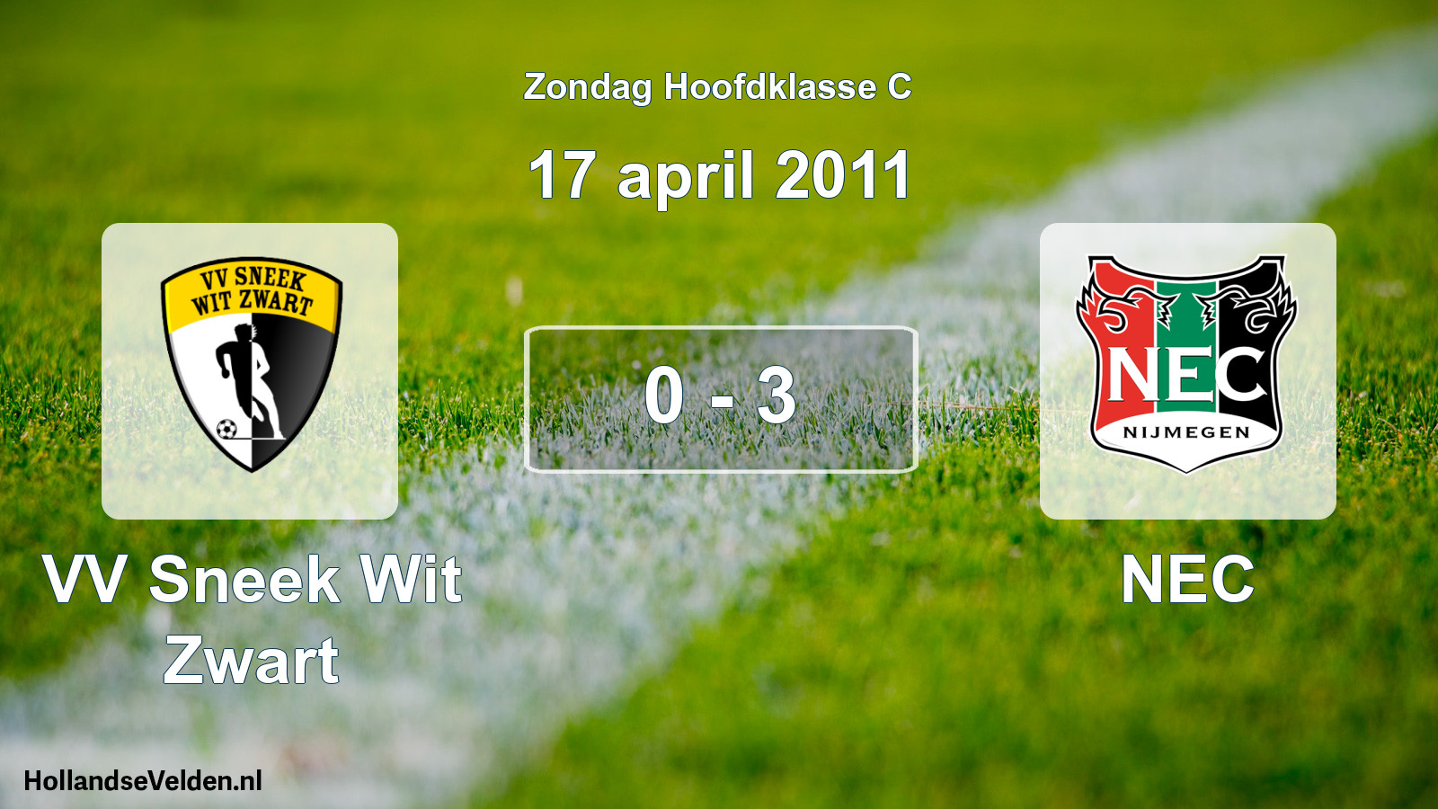 Total number of matches played: VV Sneek Wit Zwart - NEC 0 - 3 (17 April 2011)