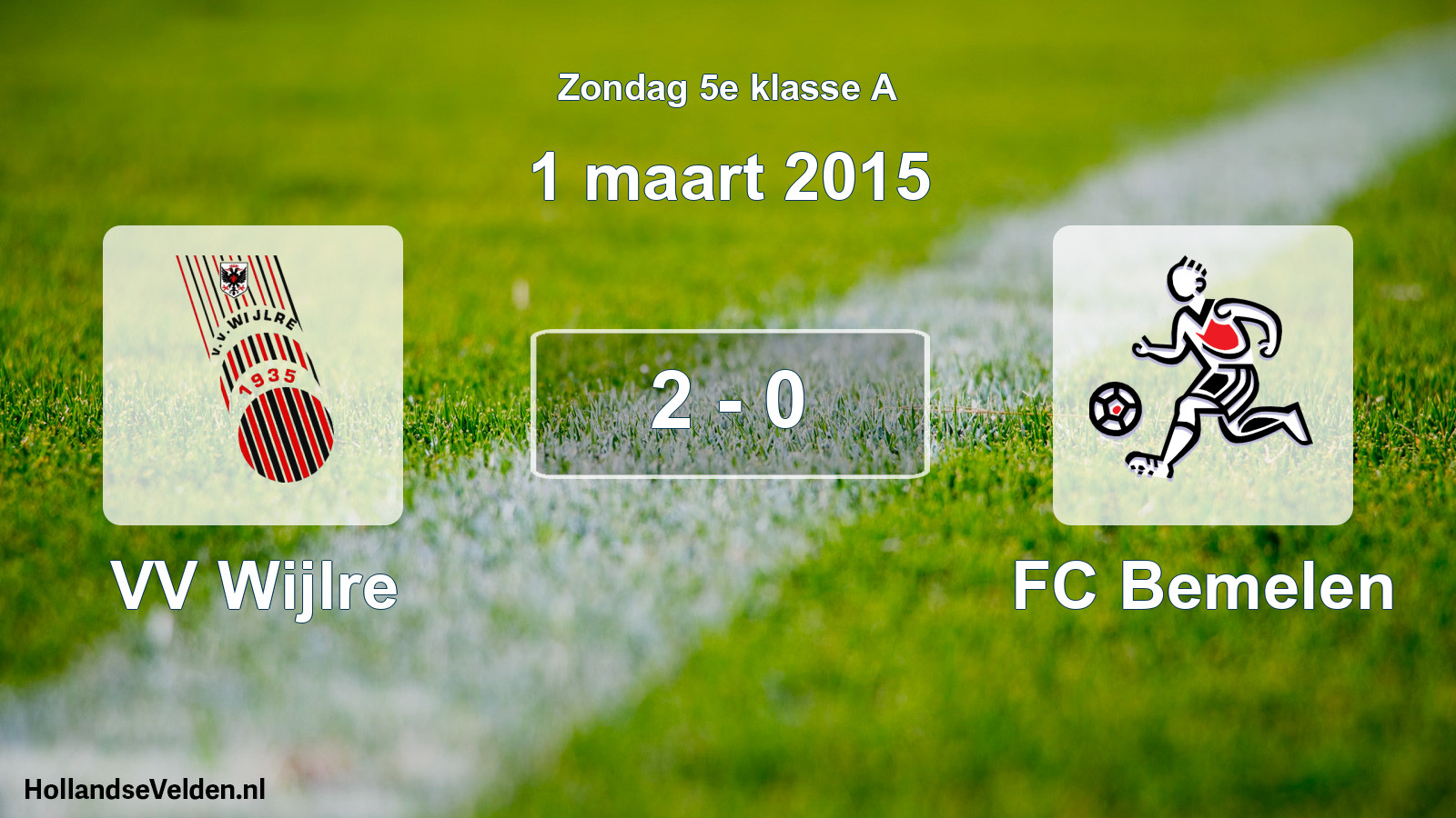 Total number of matches played: VV Wijlre - FC Bemelen 2 - 0 (1 March 2015)