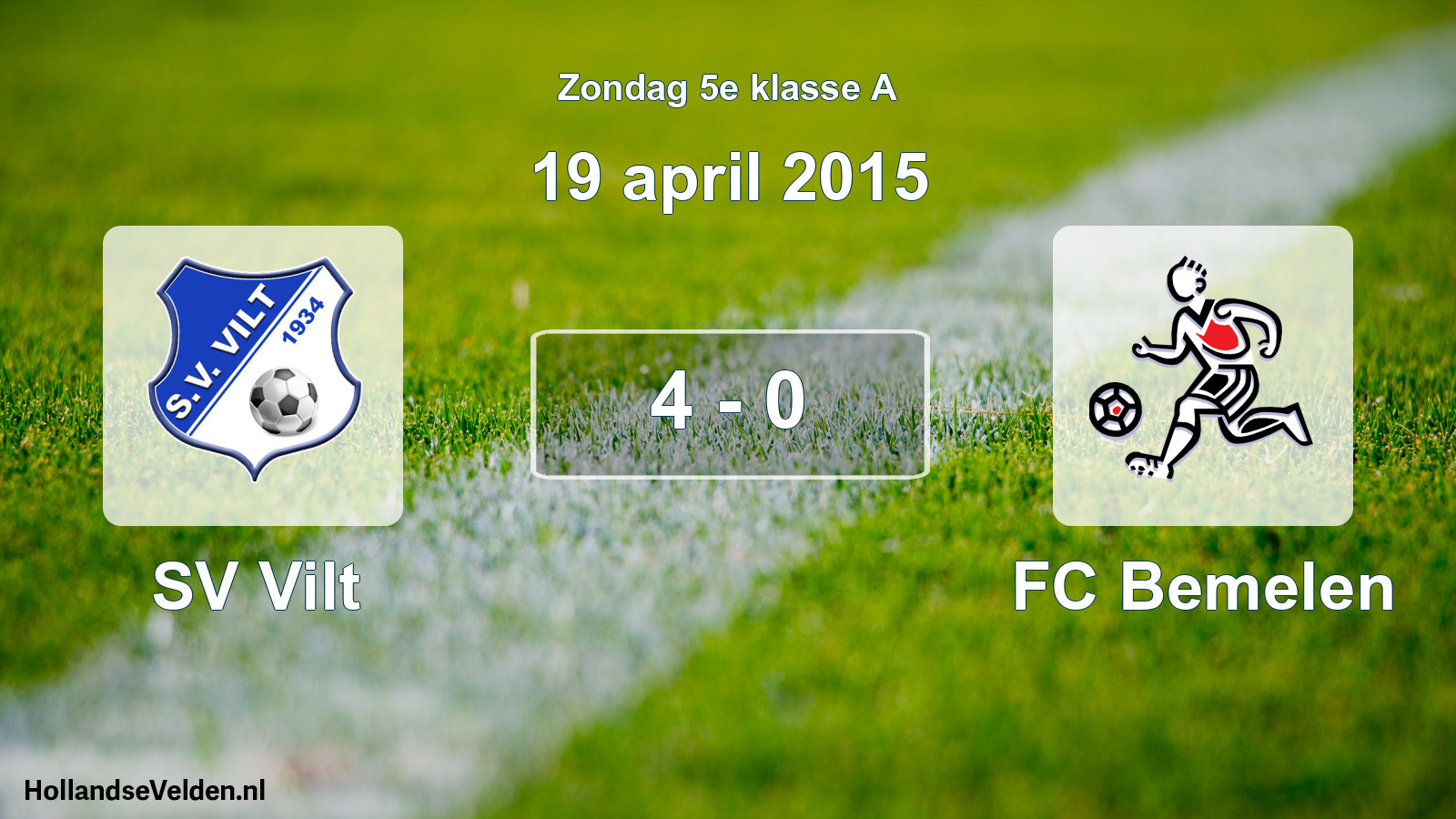 Total number of matches played: SV Vilt - FC Bemelen 4 - 0 (19 April 2015)