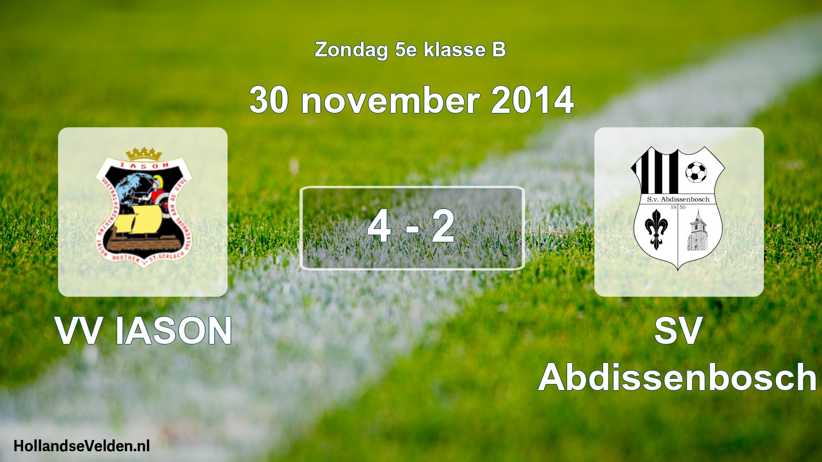 Total number of matches played: VV IASON - SV Abdissenbosch 4 - 2 (30 November 2014)