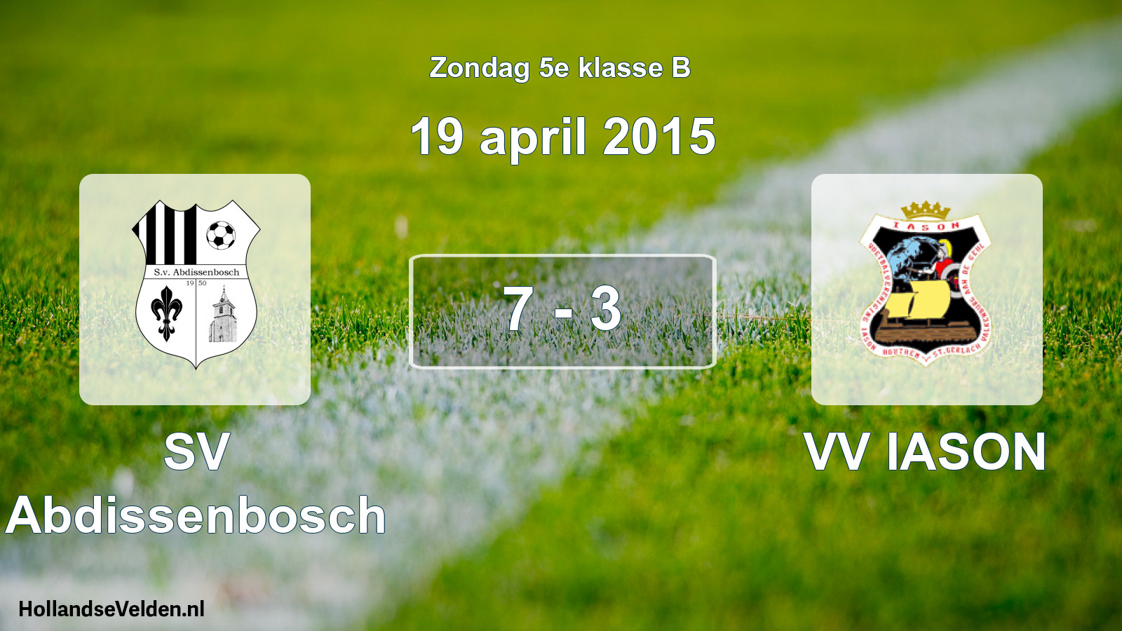 Total number of matches played: SV Abdissenbosch - VV IASON 7 - 3 (19 April 2015)