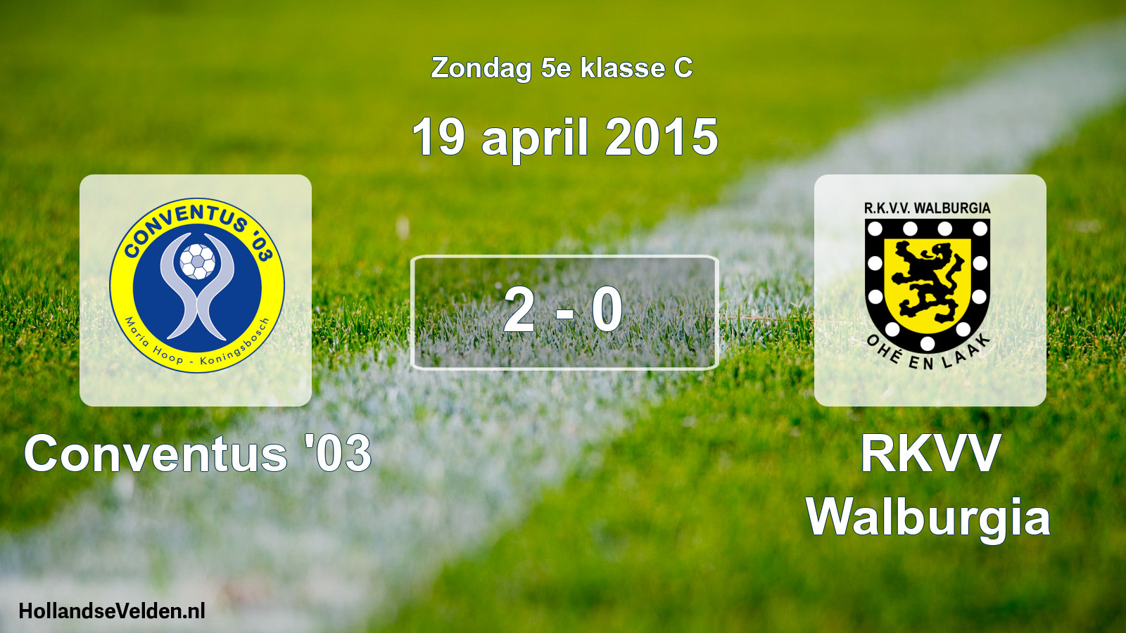 Total number of matches played: Conventus '03 - RKVV Walburgia 2 - 0 (19 April 2015)