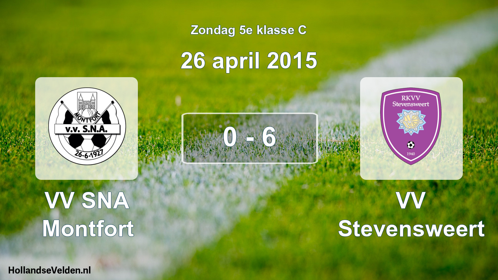 Total number of matches played: VV SNA Montfort - VV Stevensweert 0 - 6 (26 April 2015)