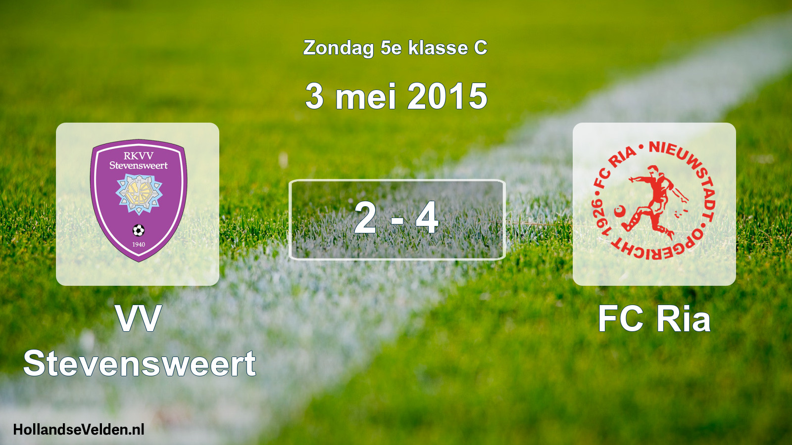 Total number of matches played: VV Stevensweert - FC Ria 2 - 4 (3 May 2015)