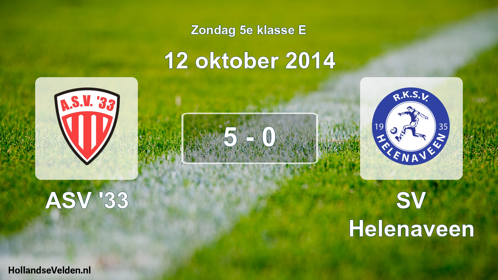 Total number of matches played: ASV '33 - SV Helenaveen 5 - 0 (12 October 2014)