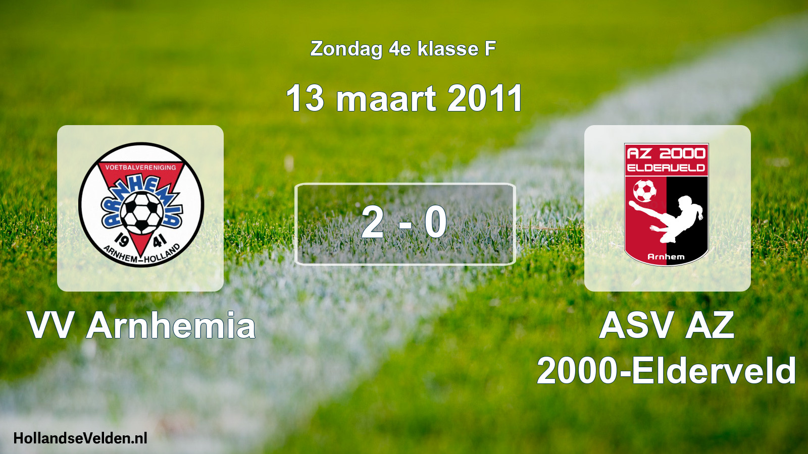 Total number of matches played: VV Arnhemia - ASV AZ 2000-Elderveld 2 - 0 (13 March 2011)