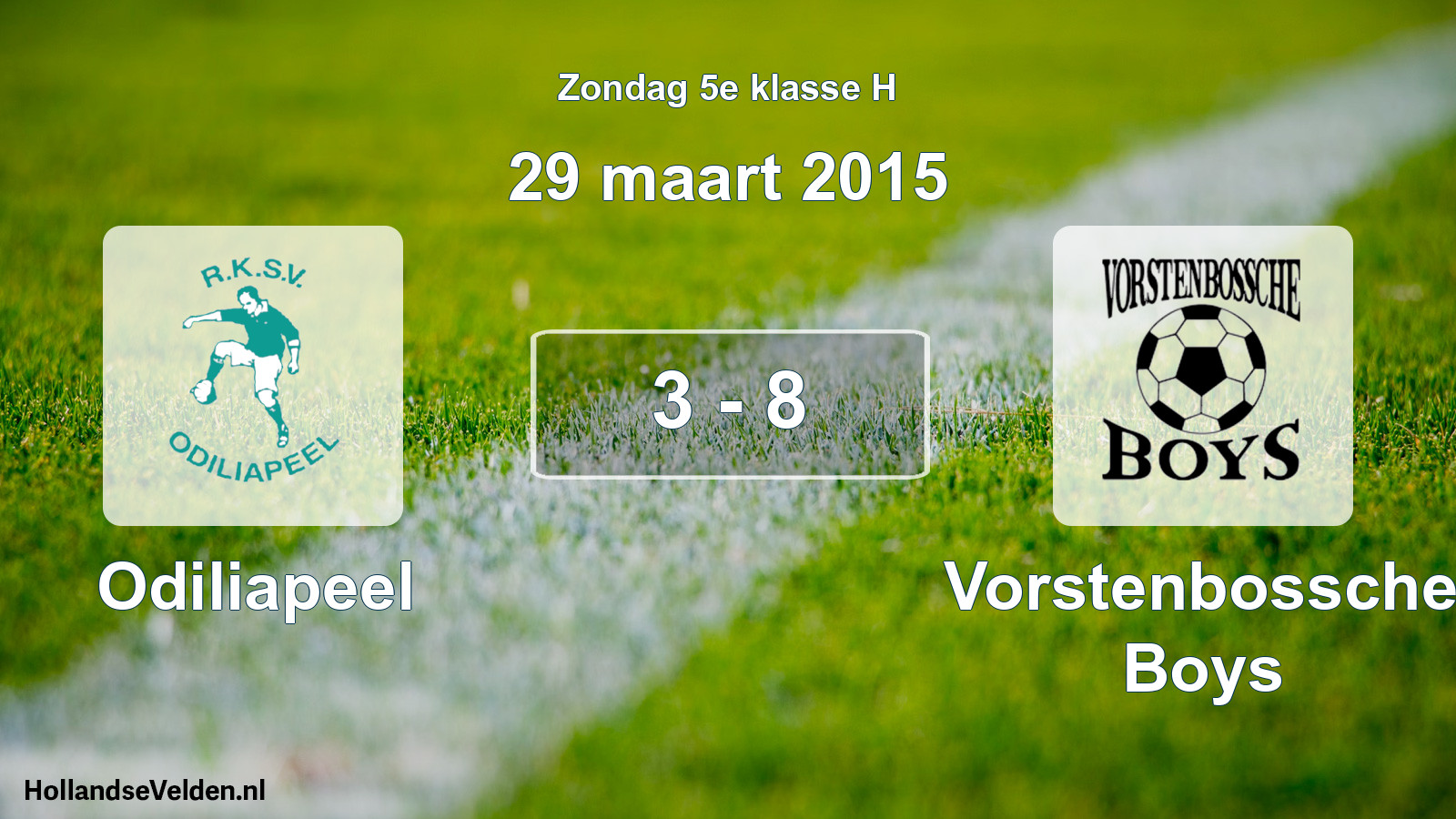 Total number of matches played: Odiliapeel - Vorstenbossche Boys 3 - 8 (29 March 2015)