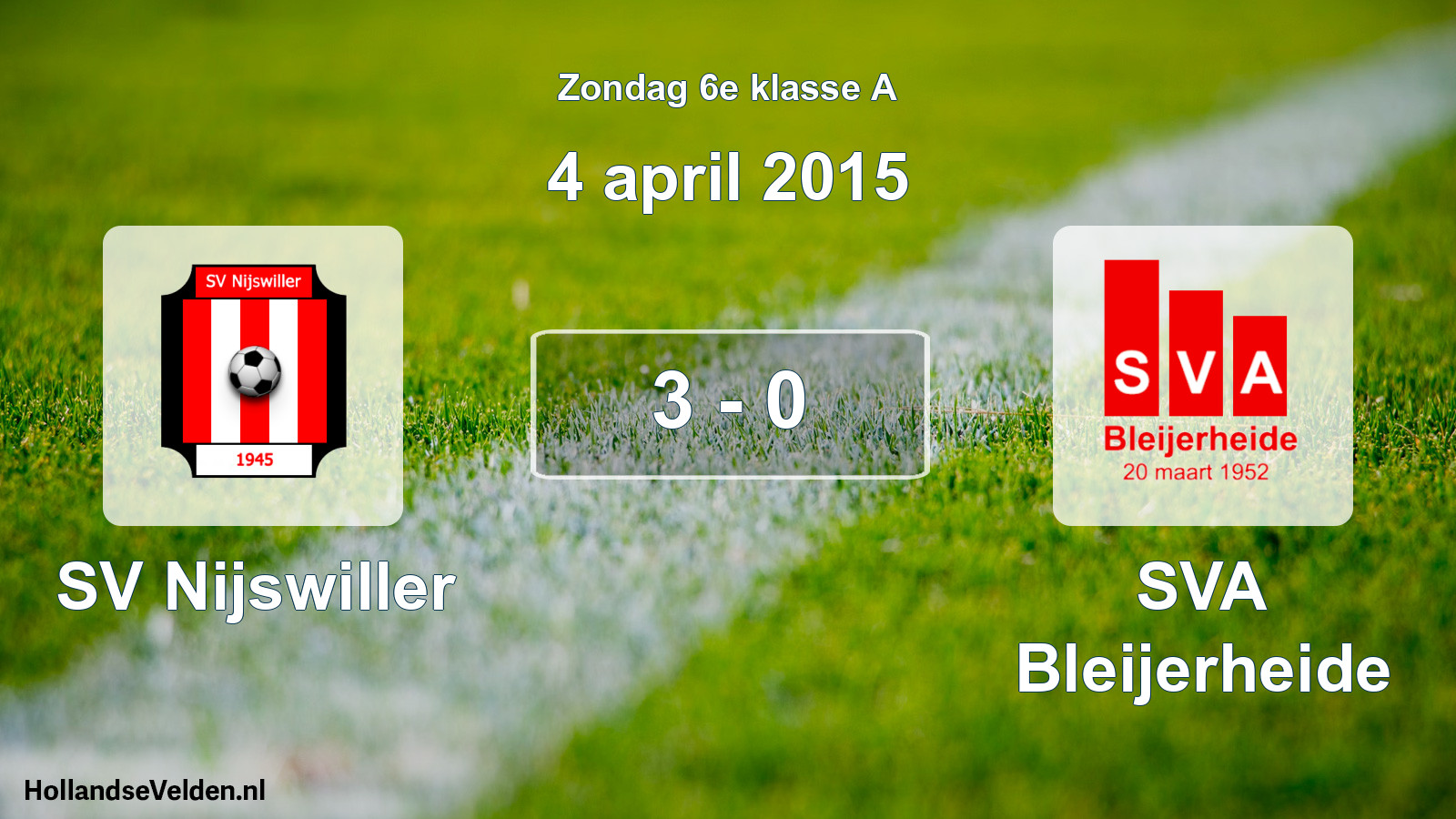 Total number of matches played: SV Nijswiller - SVA Bleijerheide 3 - 0 (4 April 2015)