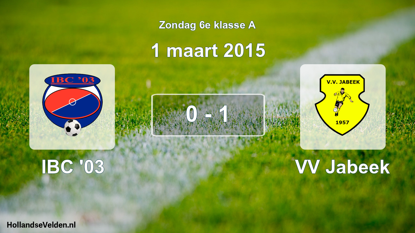 Total number of matches played: IBC '03 - VV Jabeek 0 - 1 (1 March 2015)