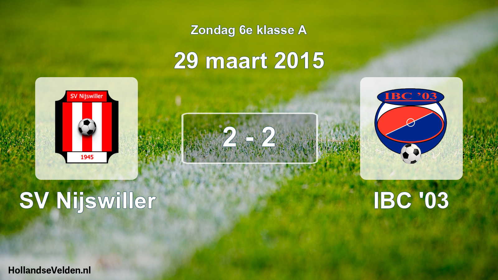 Total number of matches played: SV Nijswiller - IBC '03 2 - 2 (29 March 2015)
