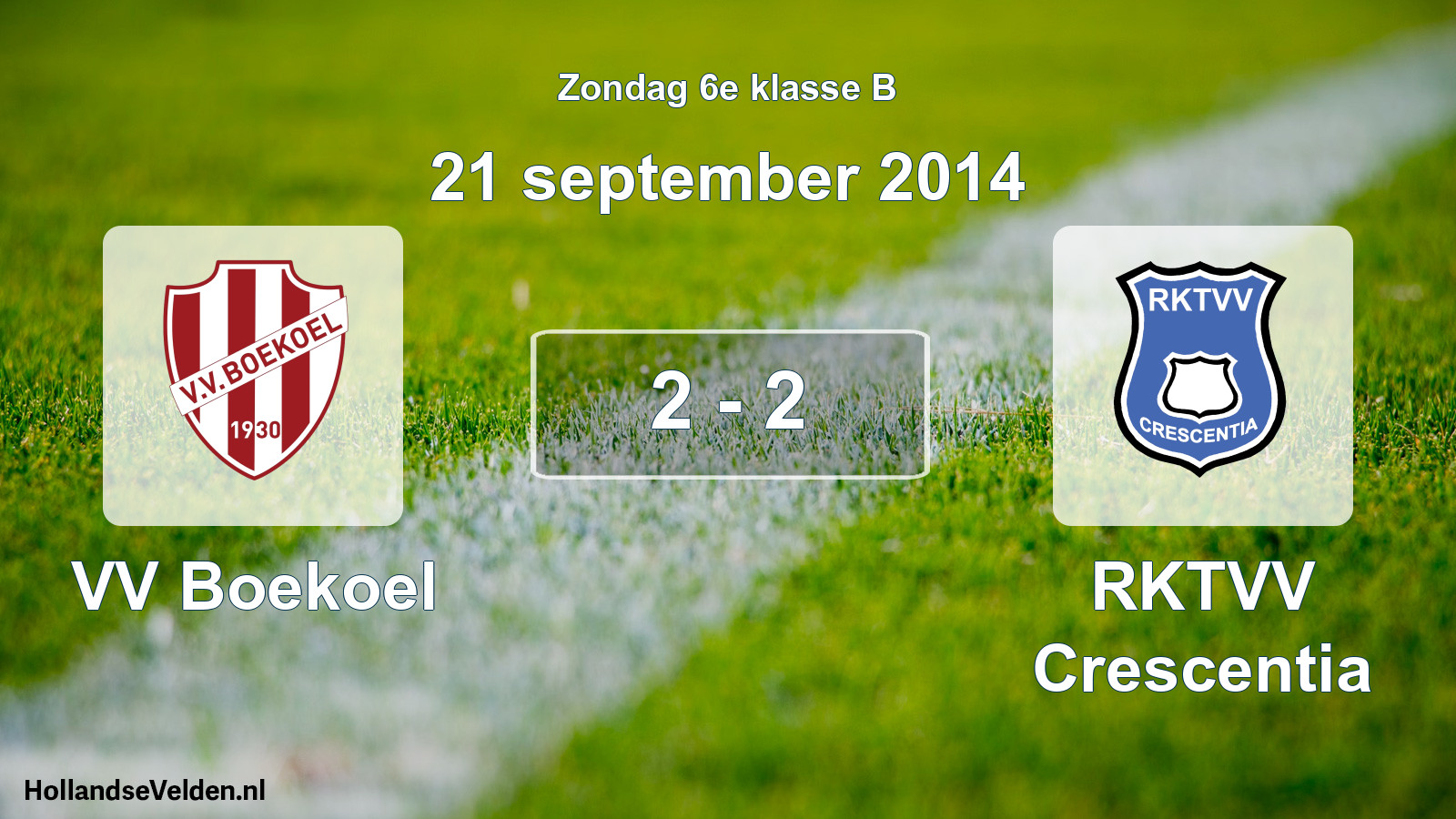 Total number of matches played: VV Boekoel - RKTVV Crescentia 2 - 2 (21 September 2014)