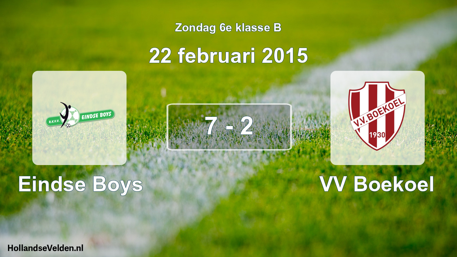 Total number of matches played: Eindse Boys - VV Boekoel 7 - 2 (22 February 2015)