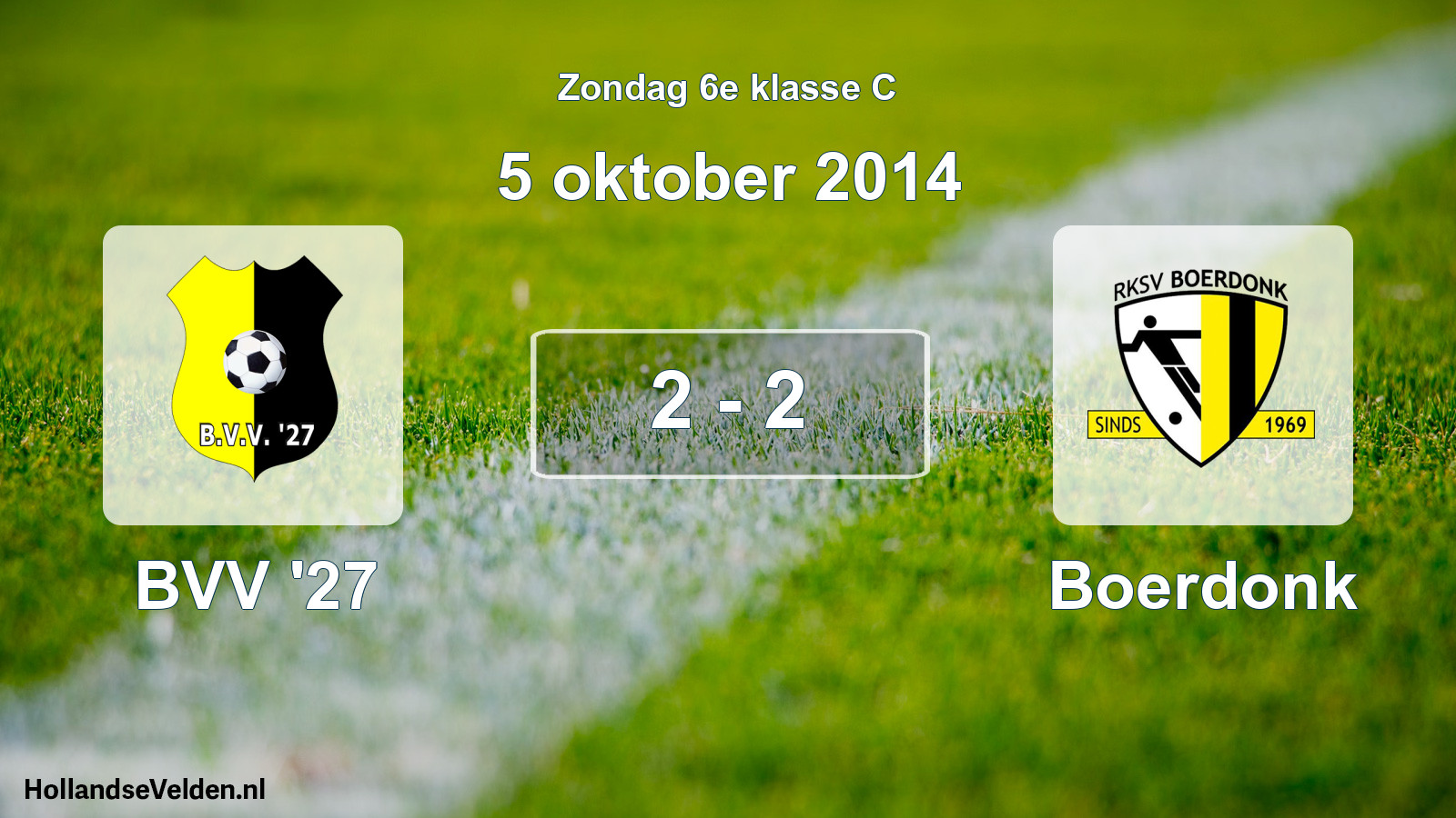 Total number of matches played: BVV '27 - Boerdonk 2 - 2 (5 October 2014)