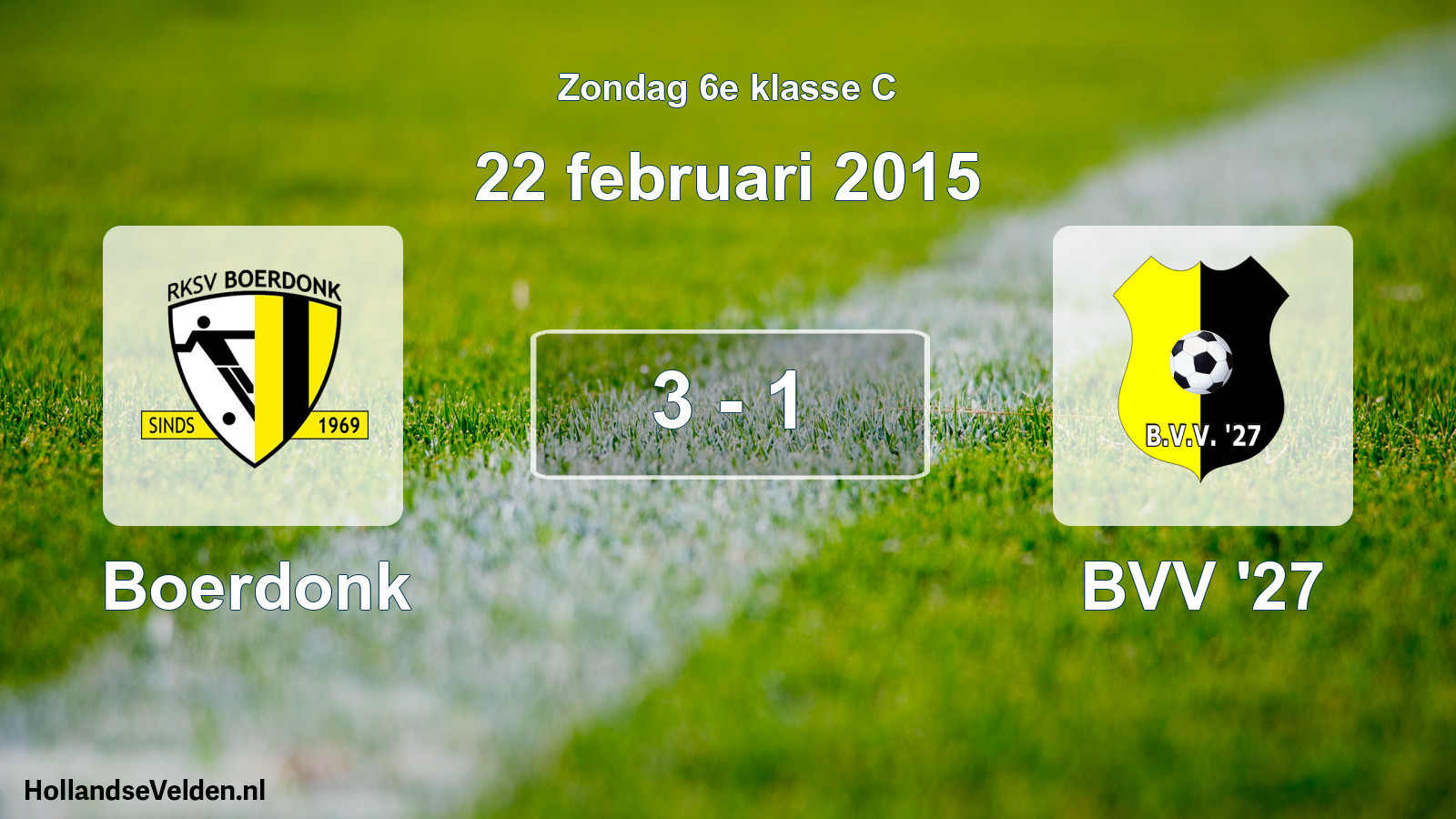 Total number of matches played: Boerdonk - BVV '27 3 - 1 (22 February 2015)
